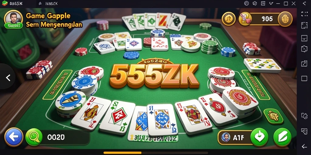 Tampilan screenshot gameplay Gaple 555ZK yang seru dan interaktif.