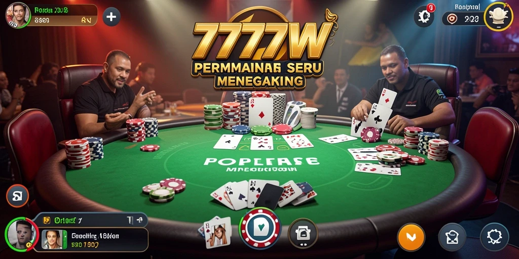 Tampilan menarik dari gameplay Poker di 7777W.
