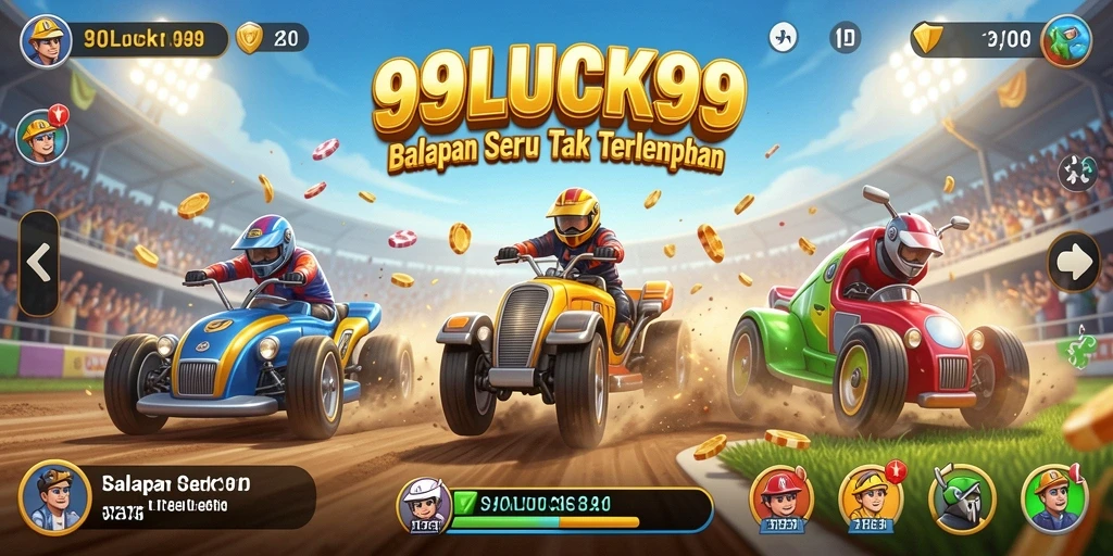 Screenshot gameplay 99LUCK99 menampilkan aksi balapan yang seru dan mendebarkan.