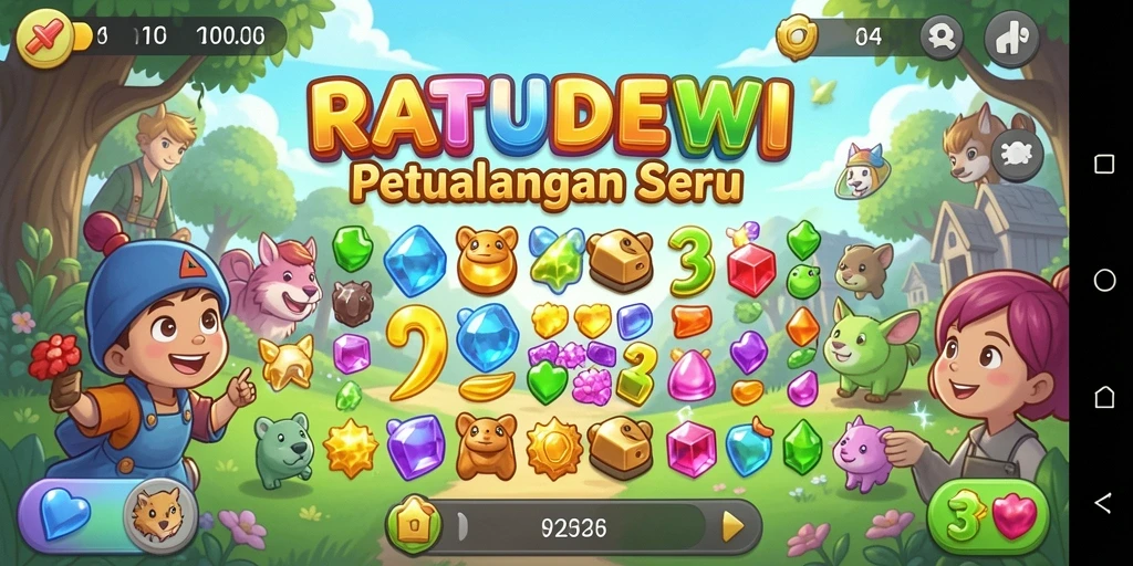 Tampilan menarik dari gameplay RATUDEWI yang penuh warna.