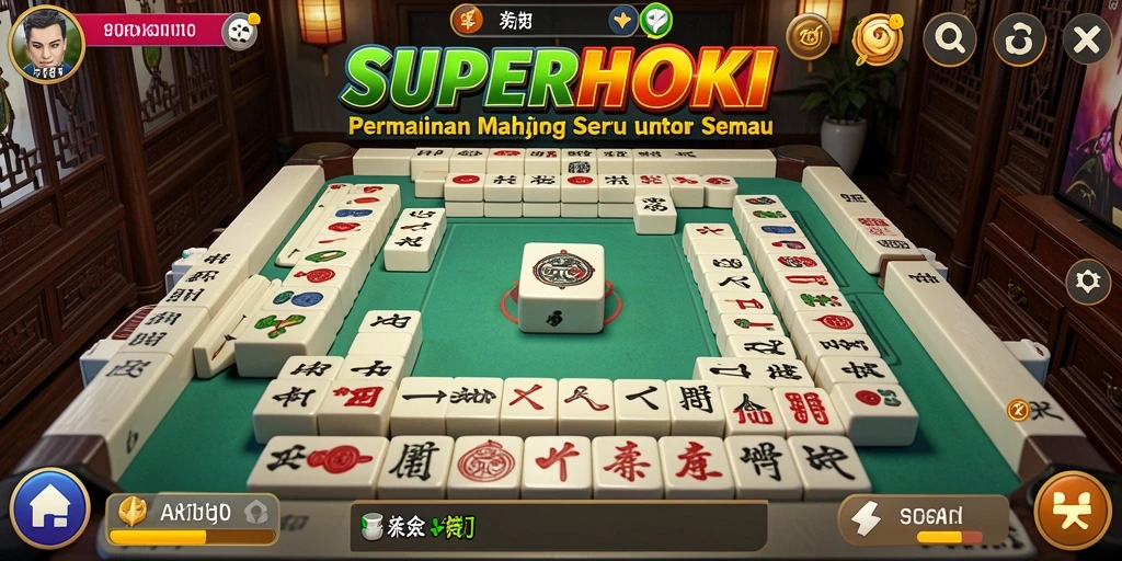 Tampilan permainan Mahjong yang menarik dalam SUPERHOKI.